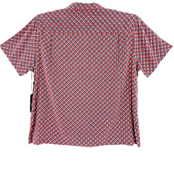 Shaquille O'Neal XLG Men's Multi Geo Linen Blend Red/Navy Woven Shirt Sz 4XL NWT - Picture 2 of 8